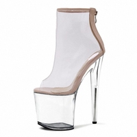 Chaussures à talons hauts de 20 cm pour travestis, plateforme, danse de strip-tease, fétiche gothique, costume de rituel complet, sexy, reine, grande taille, femme, bout ouvert, scène