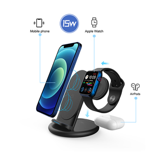 Directo de fábrica Sin intermediario Desmontable 15W Cargador rápido inalámbrico CE FCC RoHS Qi 3 en 1 Cargador inalámbrico plegable - Product Image 2