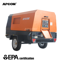 Compresseur d'air à vis portable à moteur diesel, direct usine, avec PLC, 185 250 350 400 450 CFM, 8 Bar 10 Bar, pour marteau perforateur minier