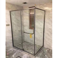 Porte coulissante d'entrée d'angle en verre, sur mesure, de luxe, pour chambre d'hôtel, avec cadre en alliage d'aluminium électroplaqué moderne et pierre artificielle, 5