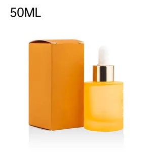 Fosco laranja fundo grosso base pesado vidro conta-gotas óleo soro garrafa 50ml 2oz