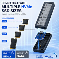 Carcasa para SSD NVMe M.2 con Pantalla LCD, Carcasa Rígida de ABS+Aleación de Aluminio, Negra, Conector USB 3.2 Gen2 Tipo C, Chipset REALTEK RTL9210