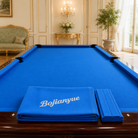 Tissu de billard de remplacement bleu tournoi, 6 bandes de coussin prédécoupées, rail en acajou Pearl Sight