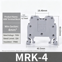 Bloc de bornes sur rail DIN série MRK 4 mm² avec connexions à vis, connecteur électrique