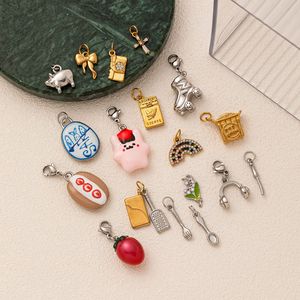2025 New Arrival DIY Stainless Steel <strong>Charms</strong> Silver Flower Letter <strong>Pig</strong> Knife Folk Spoon Hot Dog Earphone Pendant for Jewelry Make - Product Image 6