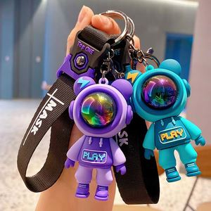 <b>Cute</b> Astronaut <b>Bear</b> Keychain Rabbit Couple Car Keychain Bag Pendant Accessory Mobile Phone Strap Gift - Product Image 4