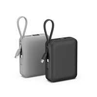 Batterie externe portable haute capacité 20000mAh 22.5W à charge rapide avec écran LCD, câbles doubles intégrés, vente en gros, OEM, logo personnalisé