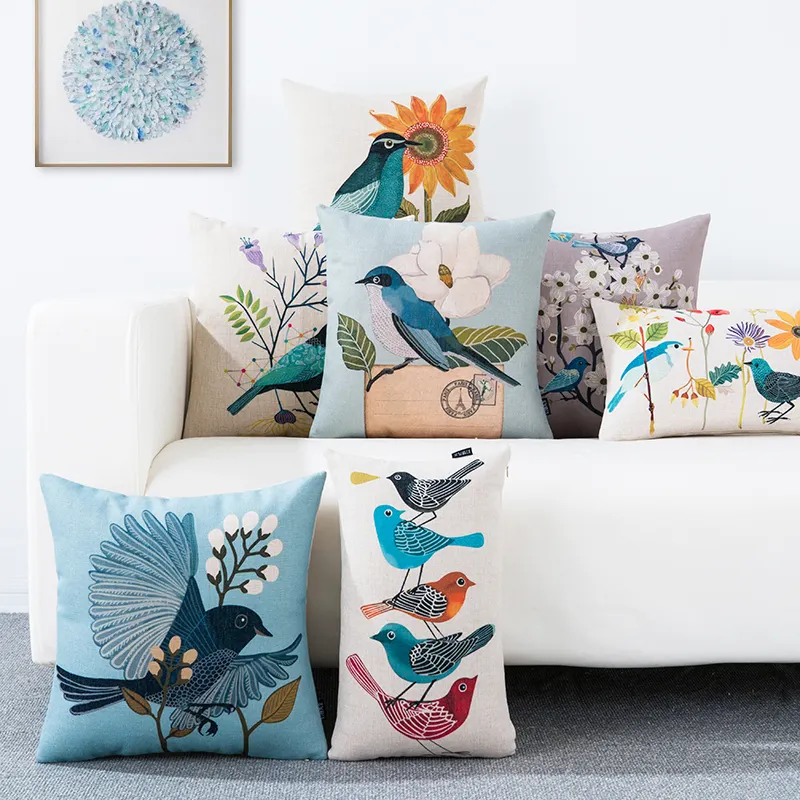 New design digital printing cushion cover animal design bird cushion cover for decorative