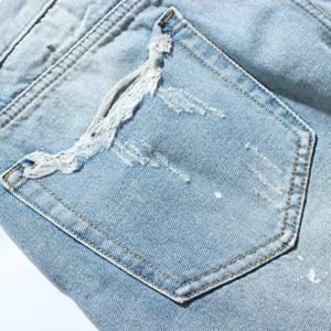 กางเกงยีนส์ขาสั้นขาดเซอร์ๆ สไตล์ฮิปฮอป แฟชั่นลำลอง สีน้ำเงิน สำหรับผู้ชาย รุ่นใหม่ล่าสุด - Product Image 6