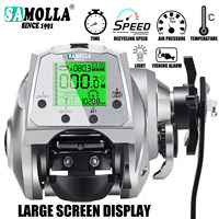 Moulinet de pêche intelligent numérique LCD SAMOLLA TX1200, rapport de transmission 6.3:1, frein 16kg, bobine CNC, chargement USB-C, fibre de carbone, pour rivière et lac
