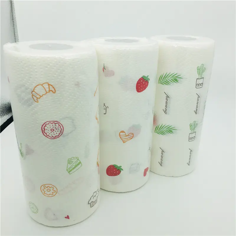 OEM printed embossed disposable 2ply cleaning kitchen tissue paper hand towel roll