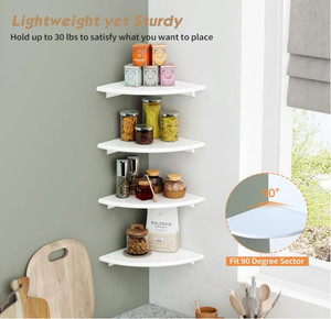 4 현대 화이트 귀여운 나무 매달려 보관 플로팅 벽 마운트 홈 장식 룸 코너 선반 세트 - Product Image 2