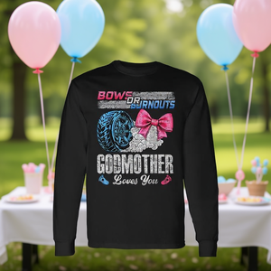 Camiseta de manga larga Burnouts Or Bows Godmother Loves You para revelación de género - Product Image 3