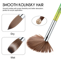 Grosir kuas kuku cair 100% sikat kuku kolinski murni sikat kuku akrilik bulat berkerut ukuran 8 10 12 14 16 18 20