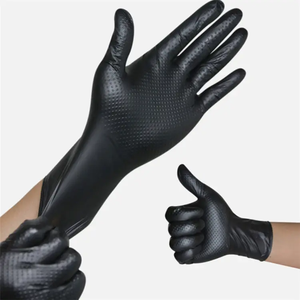Gants jetables sans poudre sans latex avec texture diamantée 10mil Gants de sécurité en <span class=keywords><strong>nitrile</strong></span> noir orange synthétique - Product Image 4