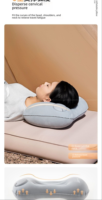 Oreiller de soutien cervical gonflable pressurisé, épais, pliable, portable, pour le camping en extérieur et les voyages, en polyester, de forme oblongue