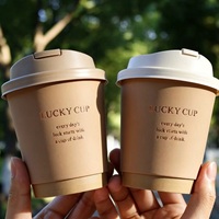 Gobelet en papier à double paroi jetable, revêtement PE, gobelet à café biodégradable, logo personnalisé, gobelet à emporter pour boissons chaudes