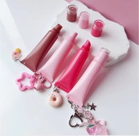 Pack Vente Flash 15ml Tube de Gloss à Lèvres en Plastique Rechargeable avec Bouchon à Vis Rose Brun Emballage de Tube à Presser Personnalisé avec Étiquette Privée