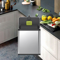 Poubelle à compost rectangulaire pour cuisine 7L (1,85 Gal) en acier inoxydable avec seau intérieur amovible, compartiment désodorisant et couvercle basculant