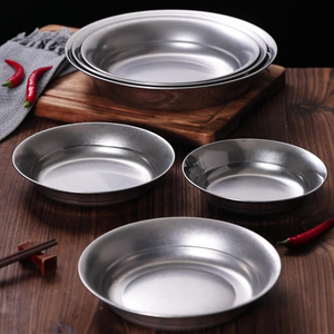 Assiettes à dîner Vintage do old en acier inoxydable Assiette à manger Plats de service Bol rond Gâteau Plateau à steak occidental Assiettes de cuisine - Product Image 1