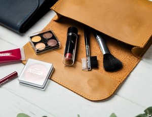 Leather <b>Makeup</b> Bag, Personalized Cosmetic Bag, Travel <b>Makeup</b> Bag, Women's Toiletry Bag, Cosmetic Sleeve <b>Case</b>, - Product Image 5