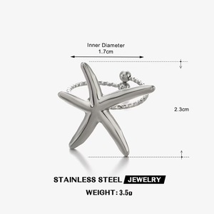 Fashion Starfish Ring - Ocean Style Women's Stainless Steel Open Adjustable Ring - 18K Gold Popular Geometric Hip-Hop Ring - Product Image 4