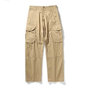 TKAN122D Logo personnalisé pantalon de travail vert ample en pur coton lourd pour hommes décontracté poches à jambe droite pantalons longs - Product Image 2