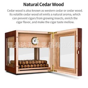 Humidor Cuadrado de Madera para Cigarros, Caja de Almacenamiento de Escritorio a Prueba de Humedad, Hecha de Madera de Cedro Sólido - Product Image 4