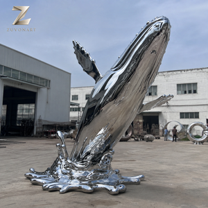 Sculpture de <span class=keywords><strong>baleine</strong></span> à bosse en acier inoxydable pour extérieur, grande installation artistique marine en métal miroir pour parc en bord de mer, hôtel et complexe hôtelier - Product Image 6
