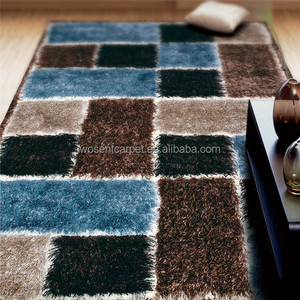 Alfombra de Lana y Seda Tufted de Alta Calidad, Antideslizante, Resistente a las Manchas, de Pelo Alto, con Diseño Floral Moderno - Product Image 1