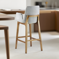 Chaise haute de style nordique moderne, tabouret de bar en bois massif pour comptoir de cuisine avec dossier