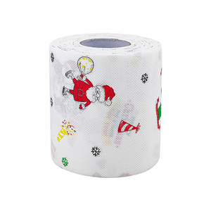 <span class=keywords><strong>Papier</strong></span> <span class=keywords><strong>toilette</strong></span> jetable doux imprimé avec un motif de Noël créatif et humoristique : un Père Noël qui tombe dans les toilettes - Product Image 3
