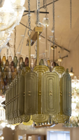 Lustre ovale en verre de Murano vert Italia Long