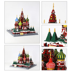 Moscou, Russie. Cathédrale de Basil - Ensemble de construction de petites pièces assemblées de haute précision, jouet en ABS, ornements architecturaux DIY - Product Image 4