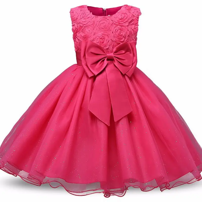 Europäische Art bestickte Blume Prinzessin Kleider formelle Hochzeits feier Mädchen Geburtstags kleid Prinzessin Ballkleid Kinder Vestido