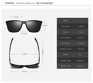 Aoron A536 Gafas de sol clásicas unisex Marco cuadrado de moda <span class=keywords><strong>Lentes</strong></span> polarizadas Gafas de sol Hombres Mujeres Marco de aluminio <span class=keywords><strong>Lentes</strong></span> TAC - Product Image 5