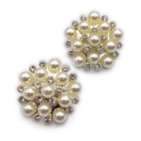 Strass fausse perle ornements fleur bouton à dos plat bouton perle pour robe de mariée