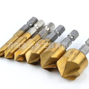 Mr Drill Hex Shank Titanium Plated <b>Chamfering</b> <b>Tool</b> 12 16 19mm Woodworking Countersink Set - Product Image 5