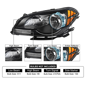 OE AURON 2009-2012 Chevrolet Malibu Auto Headlight Kit-White 6000K 6000 Lumens <b>12V</b> 55W <b>Plug</b> Play New 1-Year Retrofit/Upgrade - Product Image 2
