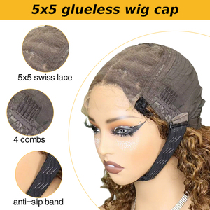 Pelucas de Cabello Humano Rizado de 14 Pulgadas con Doble Trama FH # Pelucas de cabello virgen vietnamita con frente de encaje 1bt4 5x5 - Product Image 2