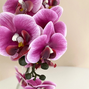 Venta directa de fábrica de lujo 8 cabezas PU Phalaenopsis orquídea Faux púrpura blanco orquídeas para arreglos de boda en el hogar - Product Image 5