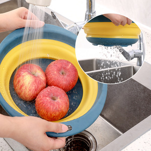 Juego de cestas plegables retráctiles redondas de plástico para lavar verduras y frutas, colador de arroz, colador para fregadero de cocina - Product Image 3