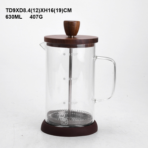 Cafetière à presse française en verre et acier inoxydable 300ML 600ML 1L avec couvercle en bois d'acacia - Product Image 3