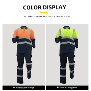 Ensemble de vêtements de travail haute visibilité personnalisé<span class=keywords><strong>s</strong></span> avec logo : polos à manches longues, pantalons réfléchissants, respirants et à <span class=keywords><strong>s</strong></span>échage rapide, t-shirts de travail haute visibilité - Product Image 4