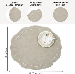 Ensemble de sets de table en similicuir festonné brodé, résistants à la chaleur, en <span class=keywords><strong>vinyle</strong></span>, réversibles, pour la décoration de la <span class=keywords><strong>cuisine</strong></span> et de la salle à manger - Product Image 3