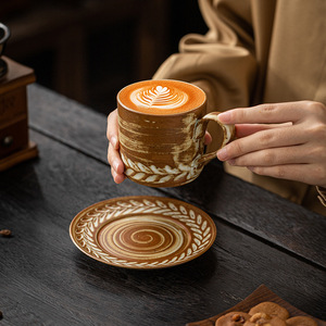 Tazas de Café Retro Japonesas, Tazas para Beber de Estilo Industrial, Tazas de Té con Plato - Product Image 5