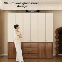 Armoire à portes battantes en bois massif couleur noyer, style moderne et minimaliste, avec tiroirs et compartiments, à assembler soi-même, pour chambre à coucher, mobilier de maison
