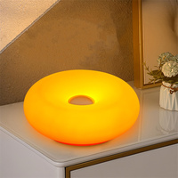Lampe de table moderne Bauhaus Donut, tactile, 3 couleurs, variateur d'intensité, lumière de chevet chaude, design rétro en verre orange, décoration de chambre à coucher