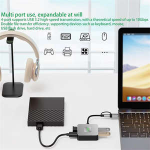 Wfyear USB C HUB 4พอร์ต USB ประเภท C ถึง USB3.2อะแดปเตอร์ตัวแยกฮับ <span class=keywords><strong>Gen2</strong></span> 10Gbps สำหรับ MacBook <span class=keywords><strong>Pro</strong></span> Air <span class=keywords><strong>iPad</strong></span> <span class=keywords><strong>Pro</strong></span> แล็ปท็อปพีซี - Product Image 5