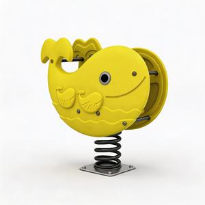 Cheval à bascule en forme de baleine, sécurisé, en plastique et acier, pour écoles, maternelles, communes, centres commerciaux, aires de jeux extérieures pour enfants - Product Image 1